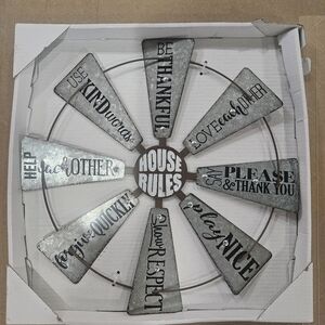 Metal House Rules Wall Decor